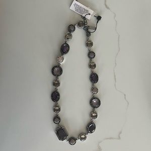White House black market, short necklace, NWT, purple and‎ silver rhinestones